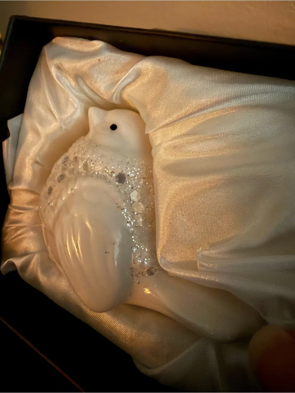 Pier 1 Imports Gemma White Porcelain Glitter Bird Figurine Holiday Decor NIB